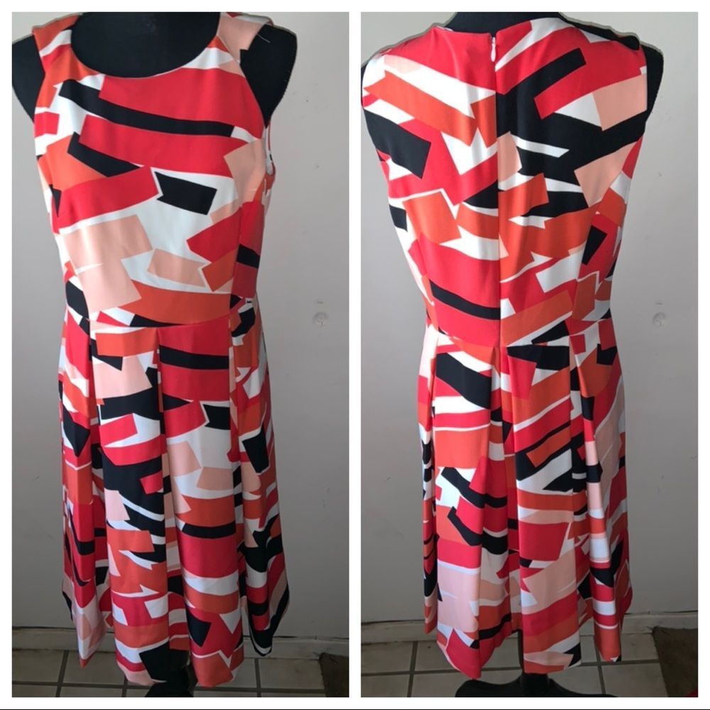 Nine West Orange Red Sleeveless Dress size 10